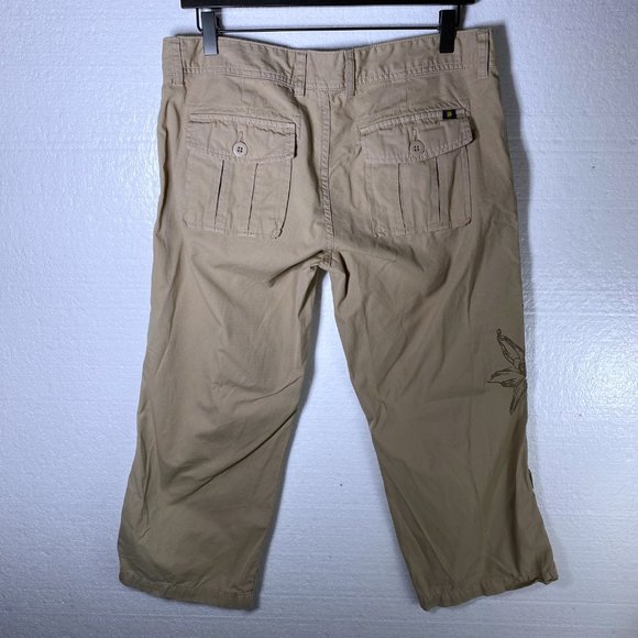 Lucky Brand Women's Size 10 / 30 Khaki Embroidered Floral Khaki Pants Cropped - Picture 3 of 11